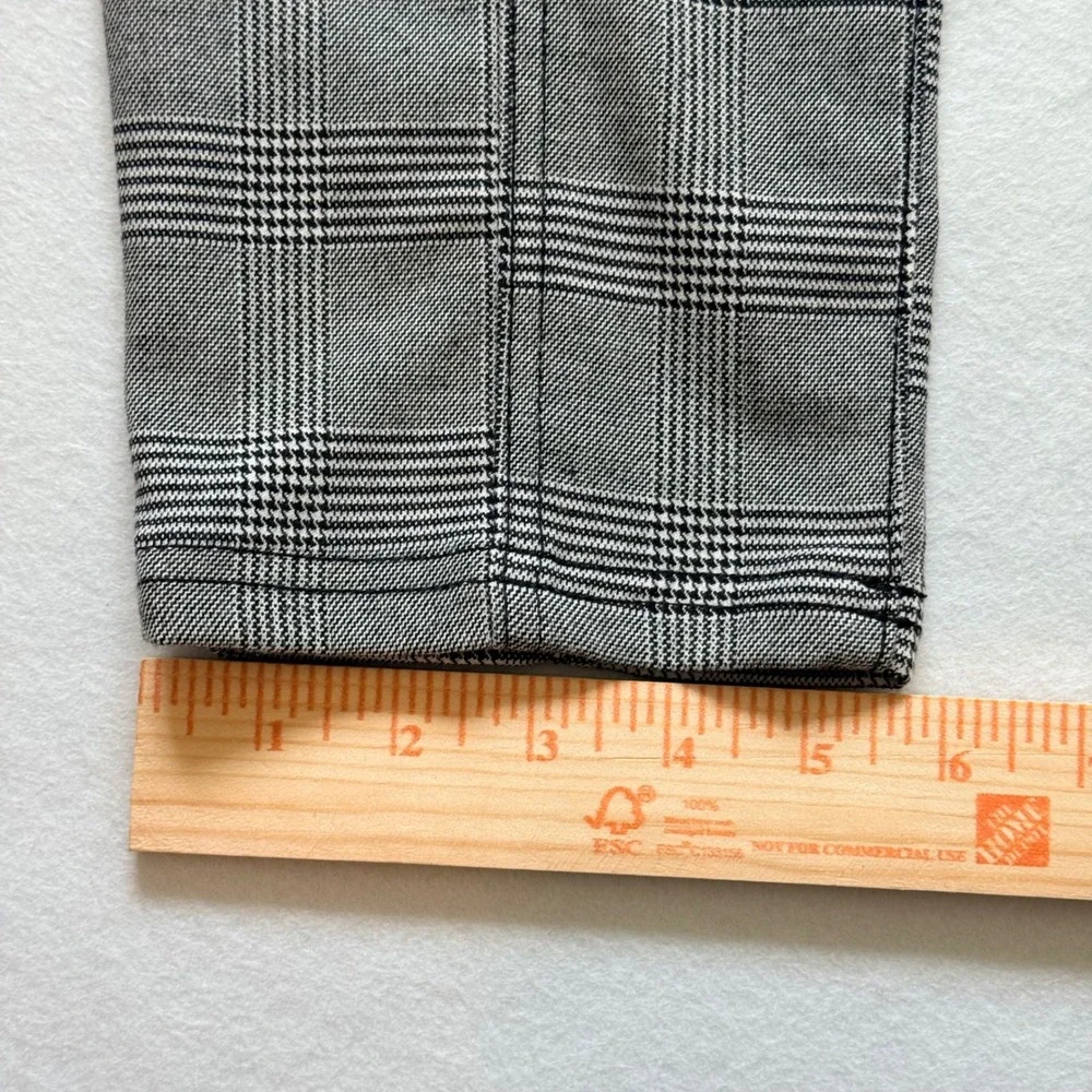 Free‎ People High Rise Grey Trousers Pants Size 10 Glen Plaid Belted Slim Preppy